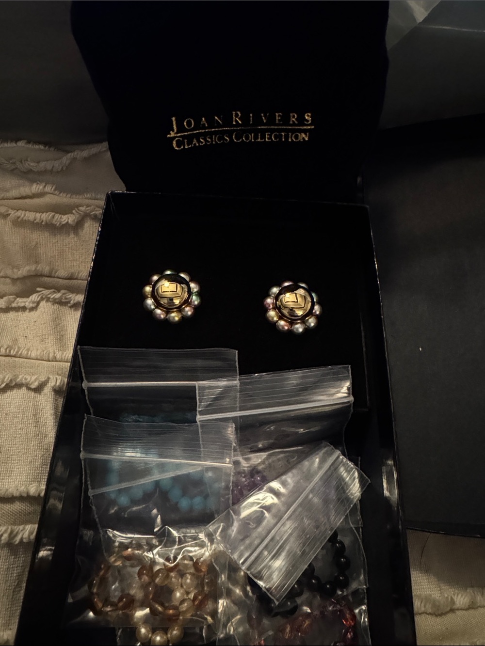 Joan Rivers Gold-Tone Multicolor Pearl Cluster Clip Earrings